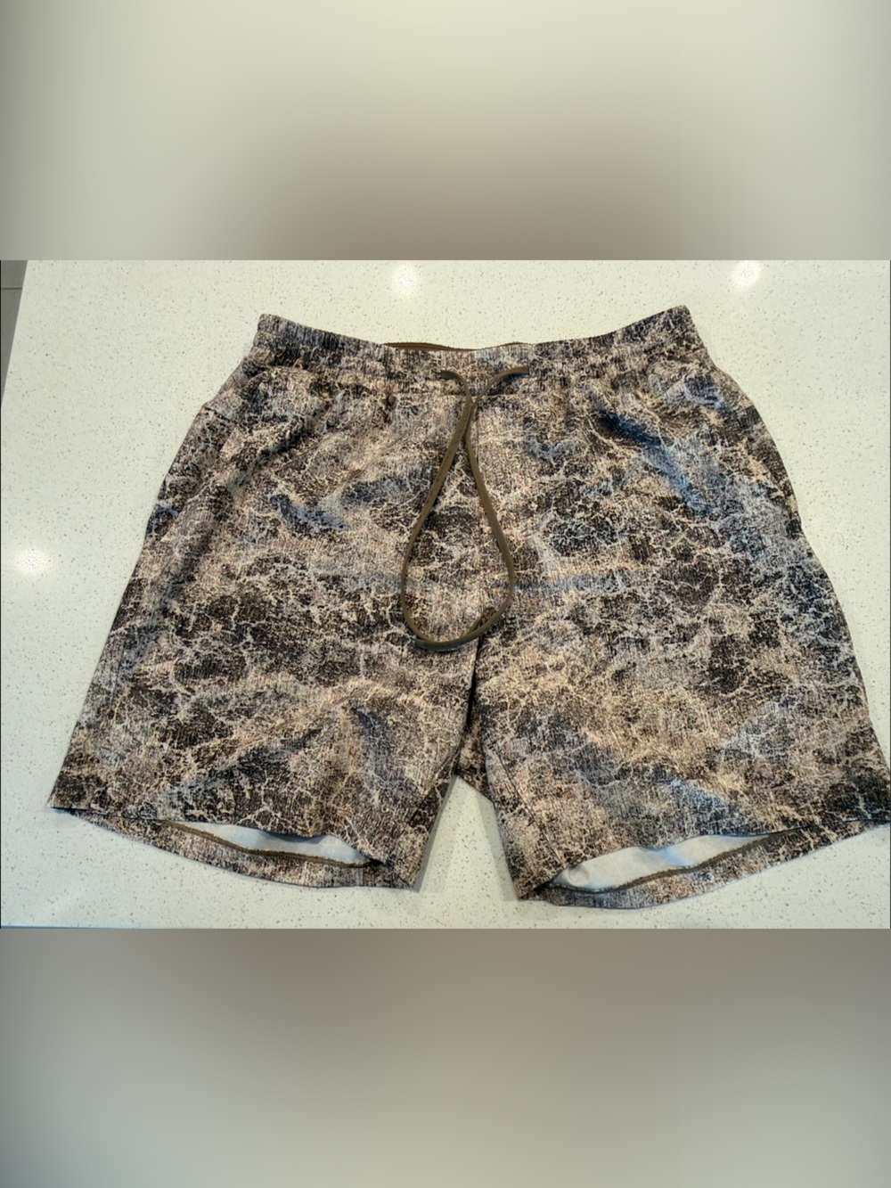 lululemon athletica Men's Neutral Marble-Print Swim Trunks